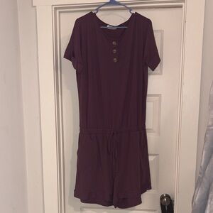 Zenana Outfitters Plum Buttoned Romper